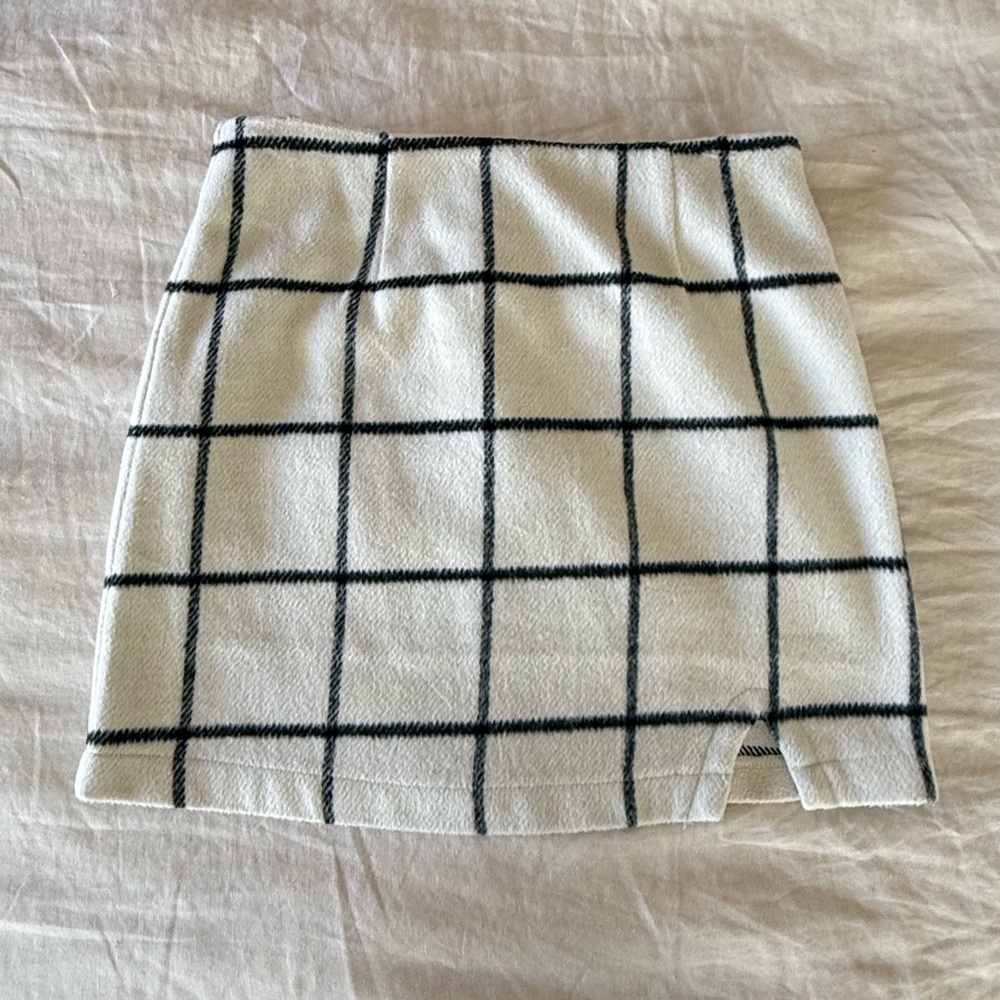 Lulus Spence White Plaid Mini Skirt - Size M